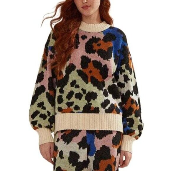NEW FARM RIO Colorful Leopard Knit Sweater in Colorful Size XL NWT $230 - Picture 2 of 9